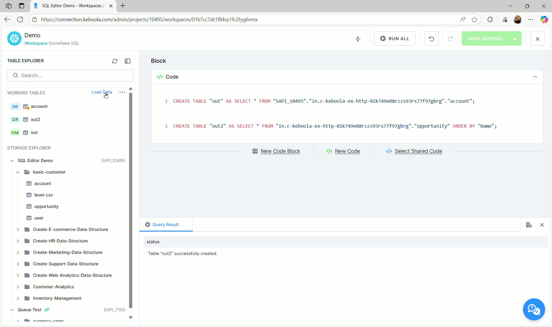 Load Data prompt